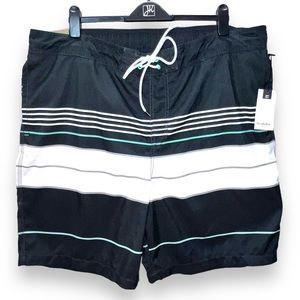 Goodfellow & Co Board Shorts Swim Trunks Mens XXL Black White Striped UPF 50+